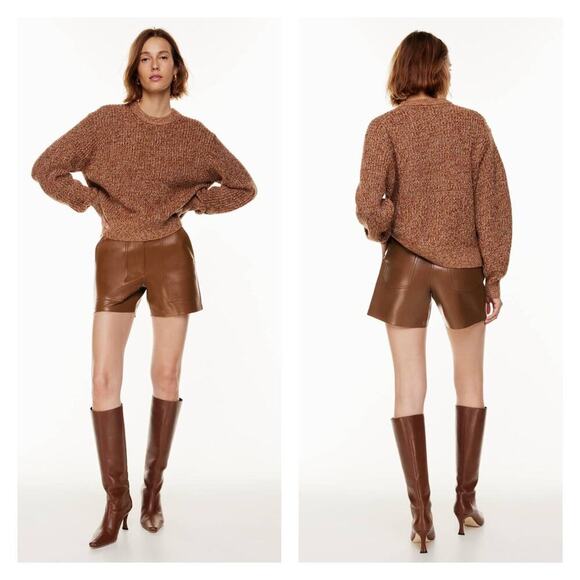 Wilfred Pants - Aritzia Wilfred Nocturne High Rise Utility Vegan Leather Cognac Shorts Size 00